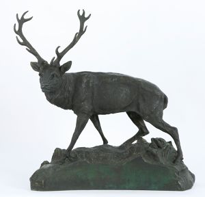 Velká bronzová plastika jelena - Rous František (1872-1936)