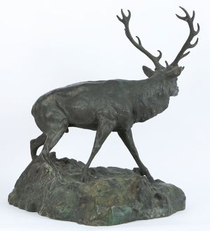 Velká bronzová plastika jelena - Rous František (1872-1936)