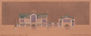 Hübschmann Bohumil | Návrh pavilonu Jubilejní výstavy v Praze 1908