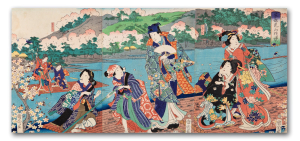 Toyohara Kunichika 豊原 国周 | Princ Genji na výletě (triptych)
