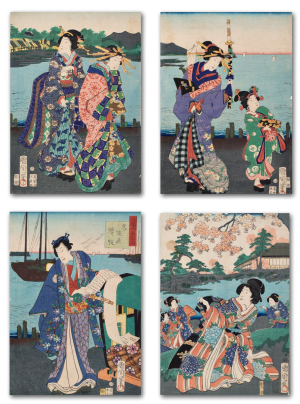 Toyohara Kunichika 豊原 国周 | Čtyři grafické listy