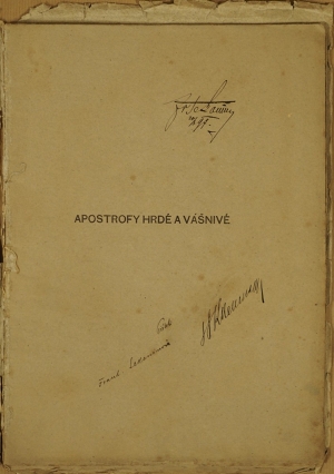 Neumann, Stanislav Kostka. Apostrofy hrdé a vášnivé (podpis)