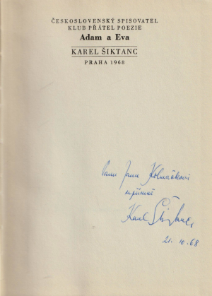 Šiktanc, Karel. Adam a Eva (podpis)