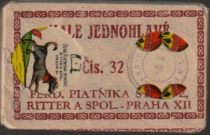 Putovní plátýnko a 32 karet, Malé jednohlavé Ferd. Pietnika Ritter a spol. Praha XII.