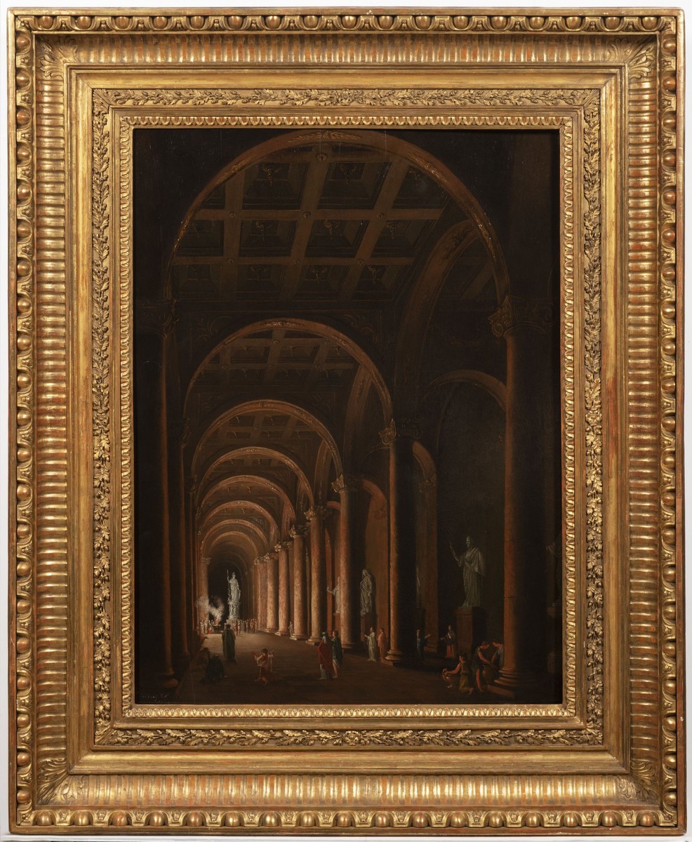 LUDVÍK KOHL 1746 - 1821 - INTERIÉR ANTICKÉHO CHRÁMU