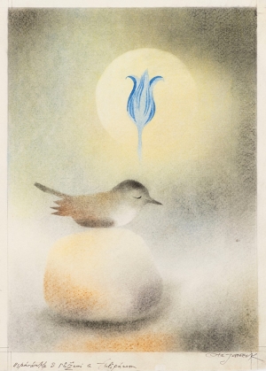 OTA JANEČEK 1919 - 1996 - USPÁVANKA S RŮŽEMI A TULIPÁNEM