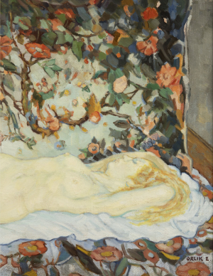 EMIL ORLIK 1870 - 1932 - LEŽÍCÍ AKT