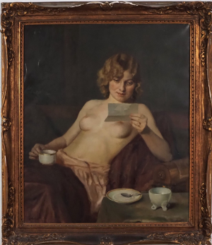 František Antonín Jelínek (1890 – 1977) – Akt ženy čtoucí dopis !Velký formát!