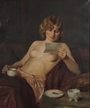 František Antonín Jelínek (1890 – 1977) – Akt ženy čtoucí dopis !Velký formát!