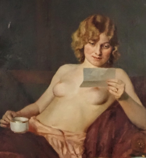 František Antonín Jelínek (1890 – 1977) – Akt ženy čtoucí dopis !Velký formát!