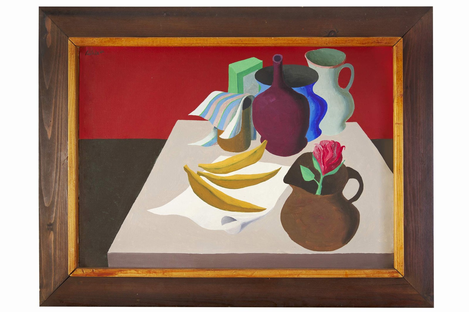 MILAN PAŠTÉKA (1931-1998): Zátišie s banánmi a ružou
