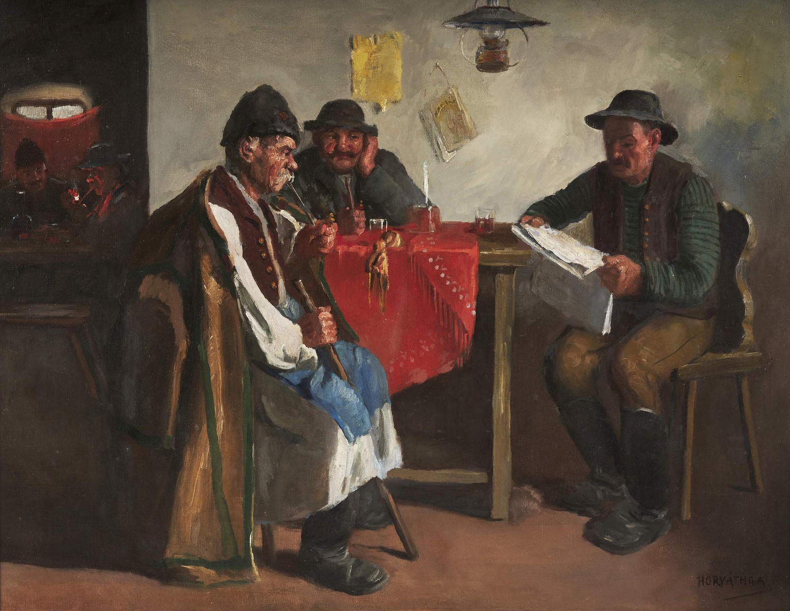 ANDOR G. HORVÁTH (1876-?): Posedenie (veľký formát)