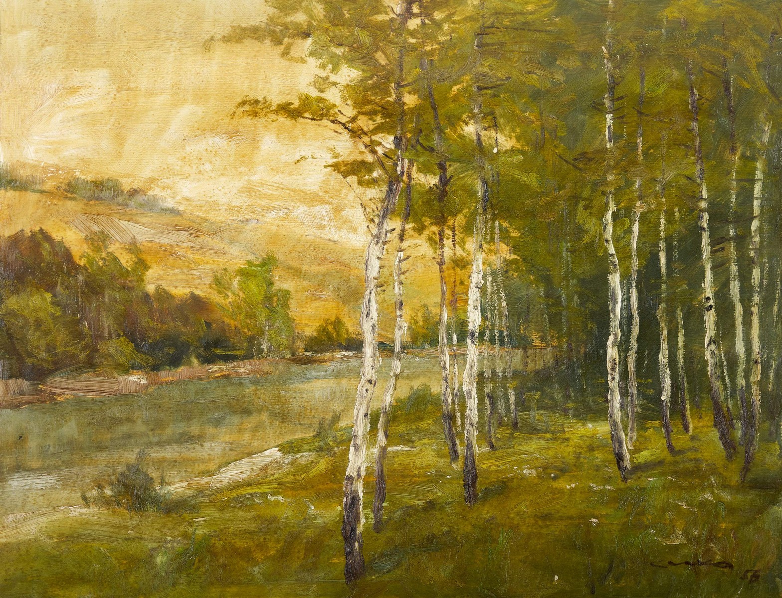 KONRAD WILHELM UXA (1885-?): Krajina s brezami