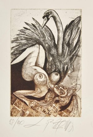 LEO BEDNÁRIK (1938-2016): Ex libris – Léda s labuťou