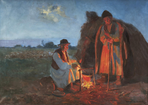 ANDOR G. HORVÁTH (1876-?): Pri ohníku (veľký formát)