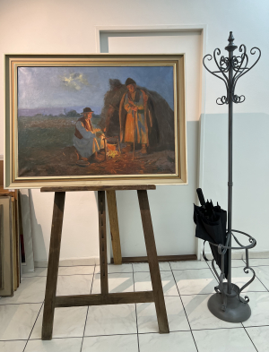 ANDOR G. HORVÁTH (1876-?): Pri ohníku (veľký formát)
