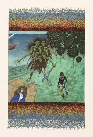 ALBÍN BRUNOVSKÝ (1935-1997): Ilustrácia k detskej knihe „Tri princezné v belasej skale“