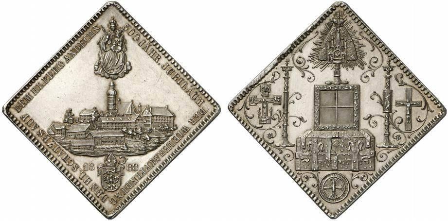 German States Andechs Abtei Medal 1888 on the 500th anniversary of the rediscovery 