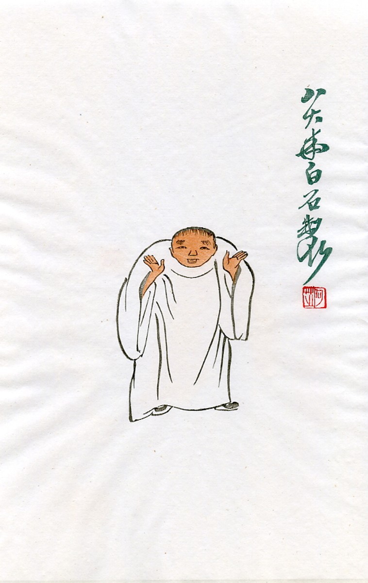 Bai-Shi, Qi (Čchi Paj-š´) - Tibetský mnich - Dřevořez CLXX