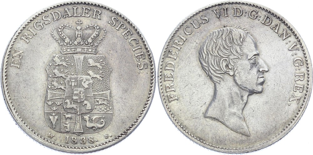 Denmark Rigsdaler 1838 IC-WS