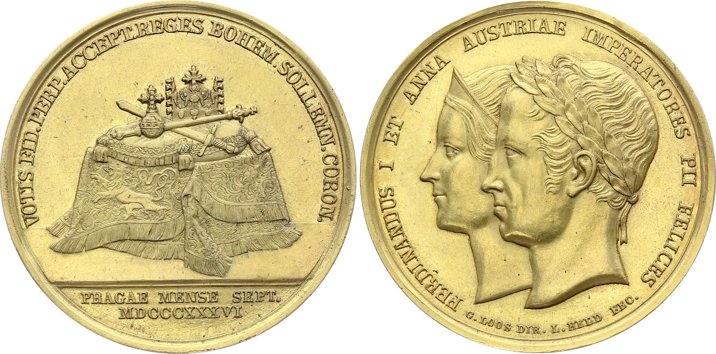 Austrian Empire Gold Medal - Ferdinand V Coronation for Bohemian King, 1836