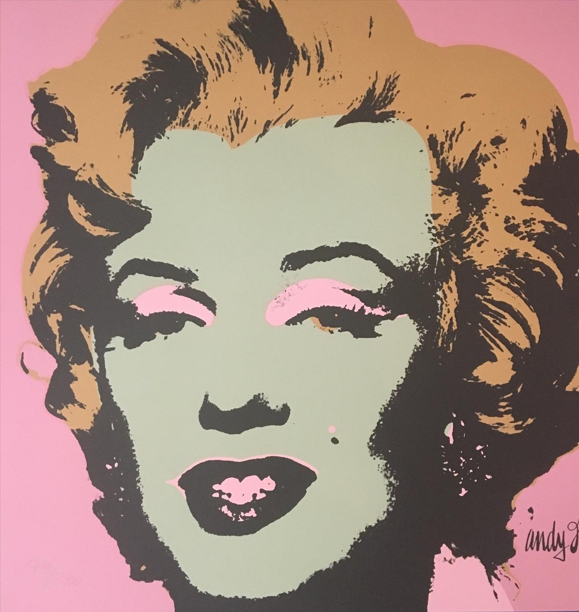 Andy Warhol - Marilyn 1967 (zelená na růžové)