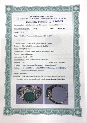 Starožitný zlatý prsten se smaragdem a diamanty 
