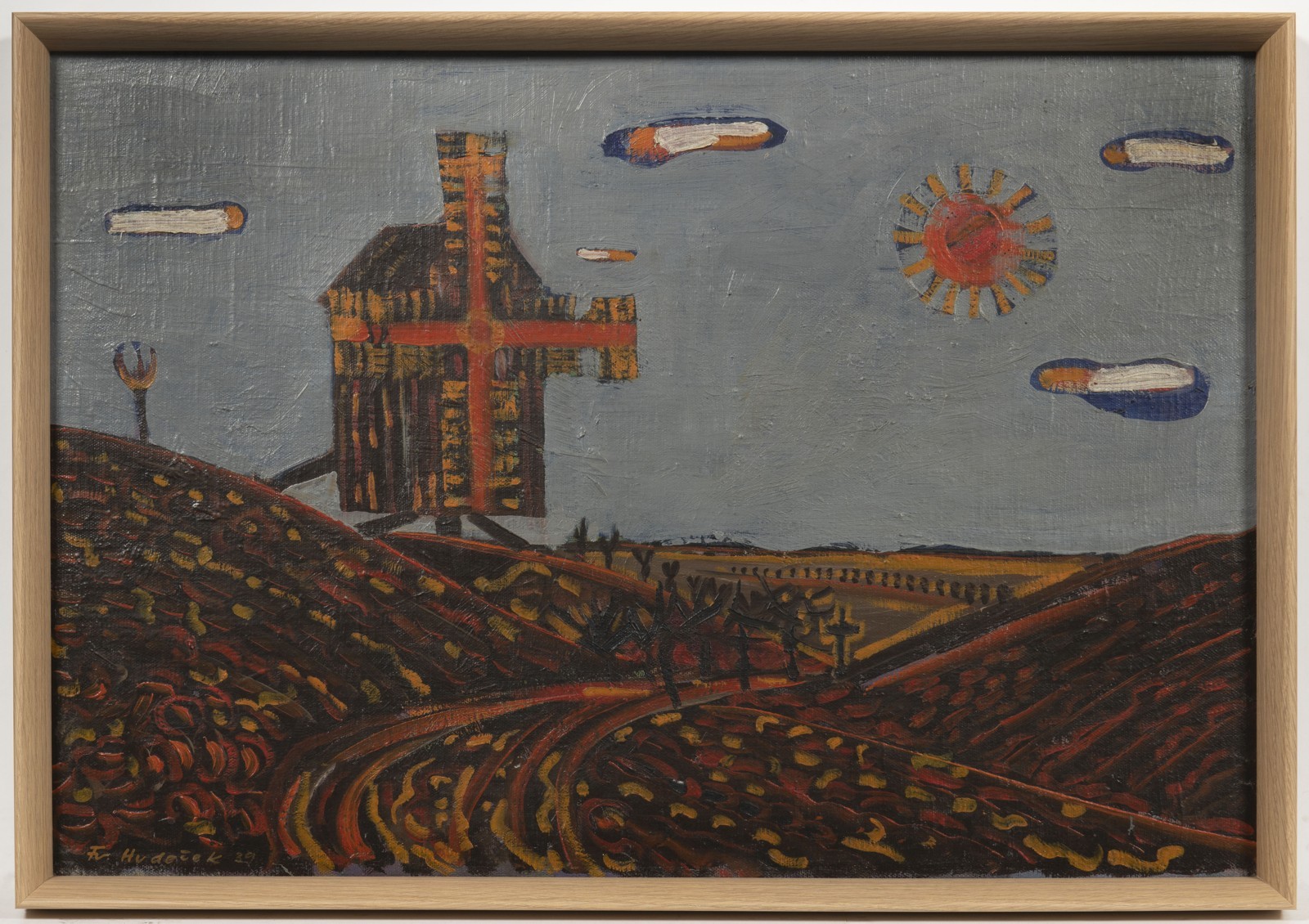František Hudeček (1909–1990) Krajina s větrným mlýnem