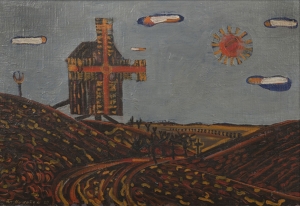 František Hudeček (1909–1990) Krajina s větrným mlýnem