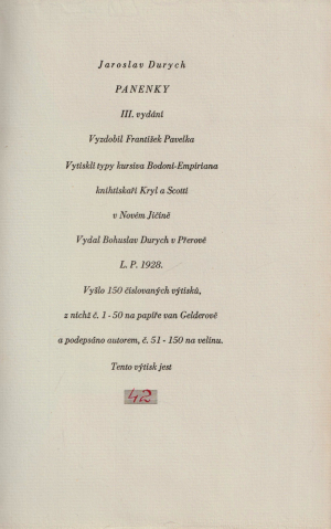 Panenky / Jaroslav Durych (podpis) ; vyzdobil František Pavelka