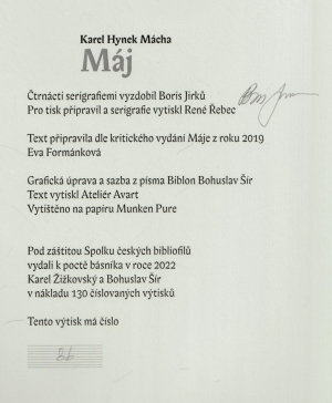 Máj / Karel Hynek Mácha ; serigrafie Boris Jirků