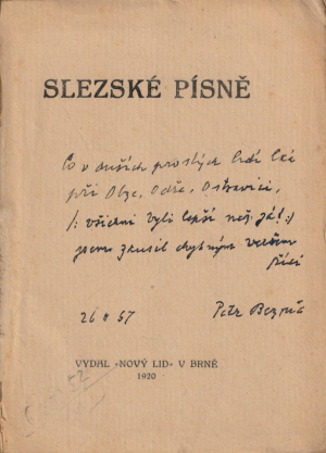 Slezské písně / Petr Bezruč (podpis)