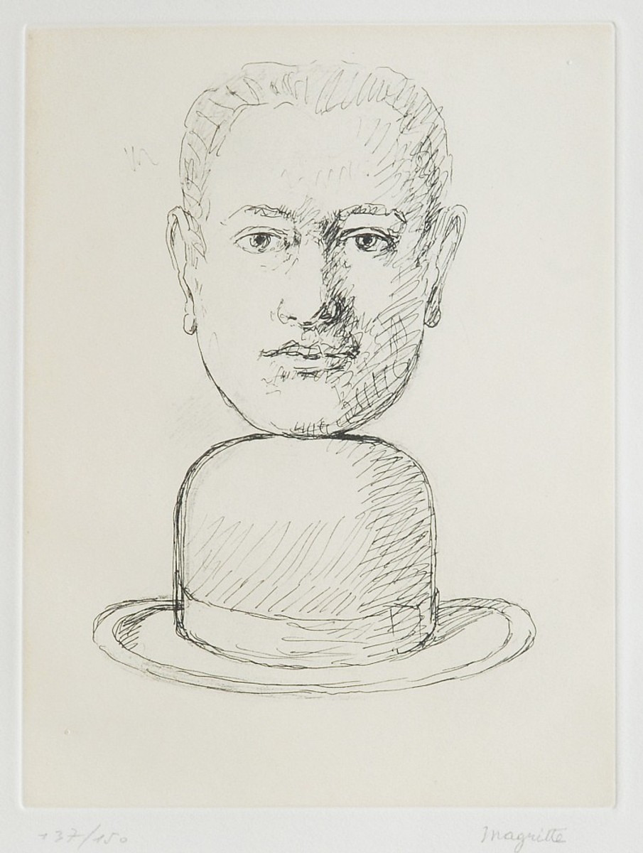 René Magritte - Hlava s buřinkou