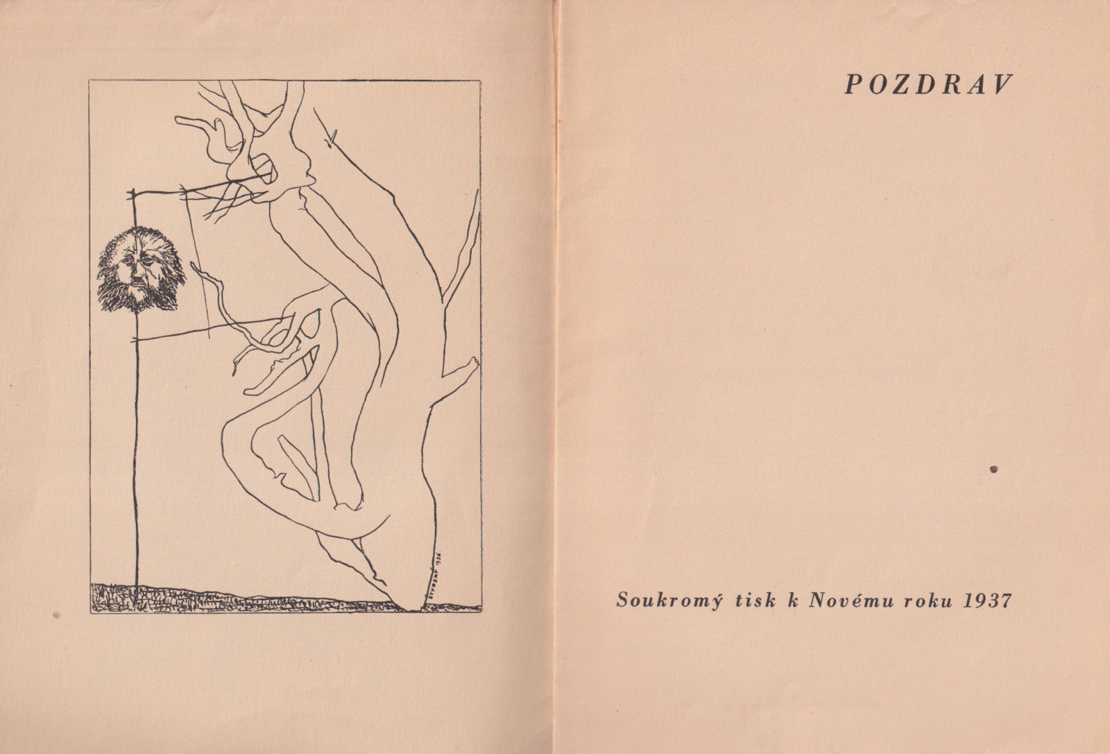 Jindřich Štyrský & Toyen - Breton - Char - Eluard - Péret: kresba Pozdrav
