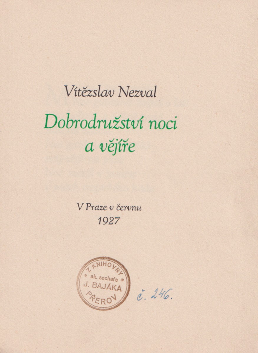 Vítězslav Nezval - Dobrodružství noci a vějíře
