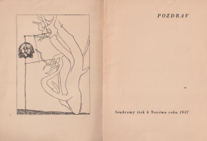 Jindřich Štyrský & Toyen - Breton - Char - Eluard - Péret: kresba Pozdrav