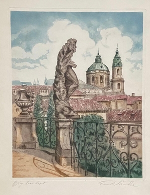 Emil WÄNKE (1901-?) - Chrám sv. Mikuláše z Vrtbovské zahrady