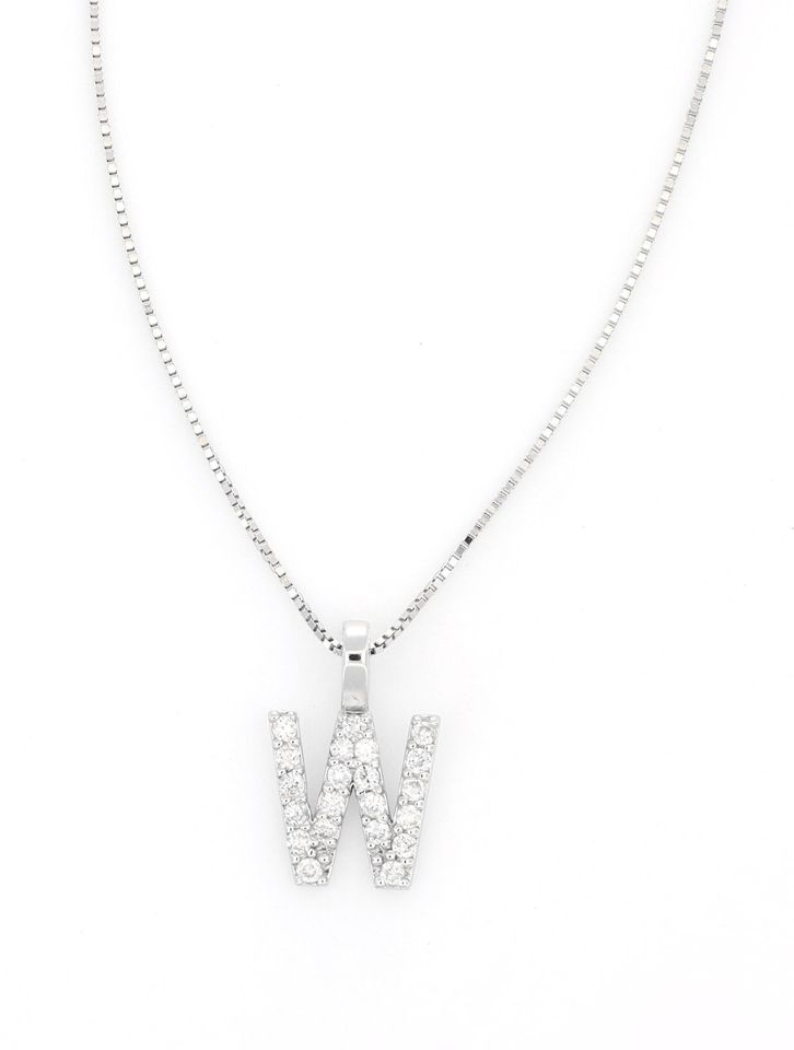 18 kt. Bílé zlato - Náhrdelník s přívěskem - 0,14ct diamant