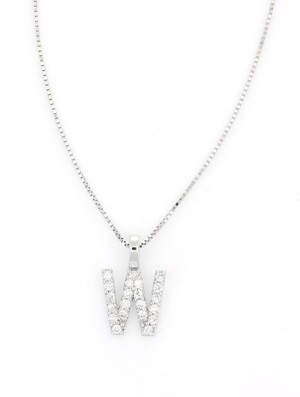 18 kt. Bílé zlato - Náhrdelník s přívěskem - 0,14ct diamant