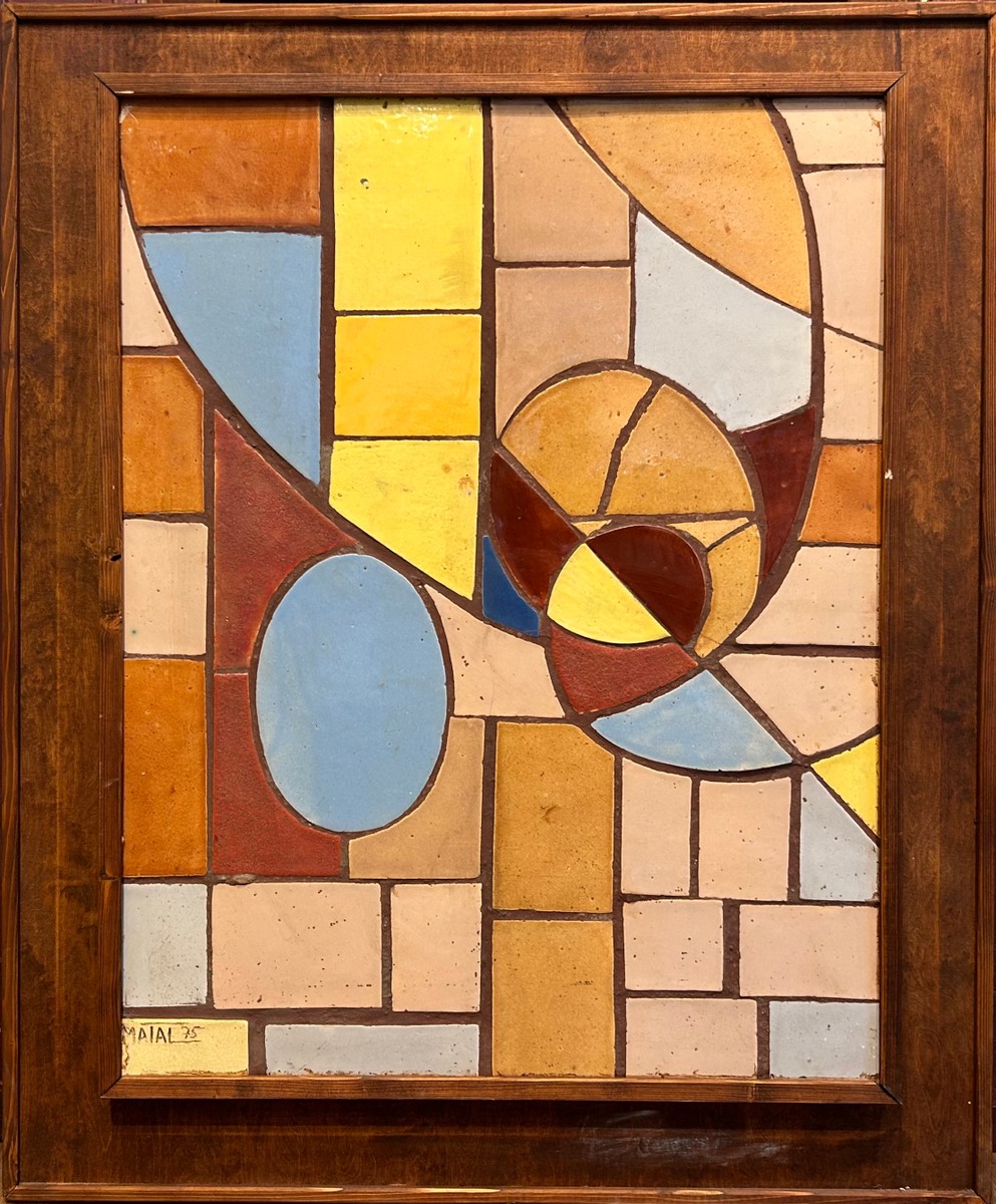 Matal Bohumír | Mozaika | odborně vyjmuto ze zdi a vloženo do rámu | původně jako dekorace v obchodním centru v Brně