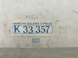 Aleš Mikoláš | Dudák | vystaveno - Národní galerii v Praze K33 357, Vystaveno Topičův sálon, Věnování na zadní straně