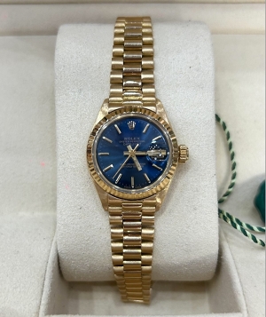 Luxusní zlaté 18K dámské hodinky Rolex s grafitovým ciferníkem