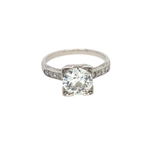 Prsten s diamantem | 1,70ct. | Art deco | Platina | Československo PRAHA 1930