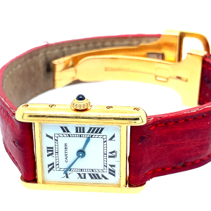 Zlaté náramkové hodinky " Cartier " model Tank Louis Cartier | 18 karátů zlato | 20x28mm