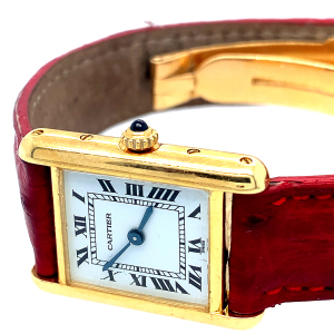 Zlaté náramkové hodinky " Cartier " model Tank Louis Cartier | 18 karátů zlato | 20x28mm