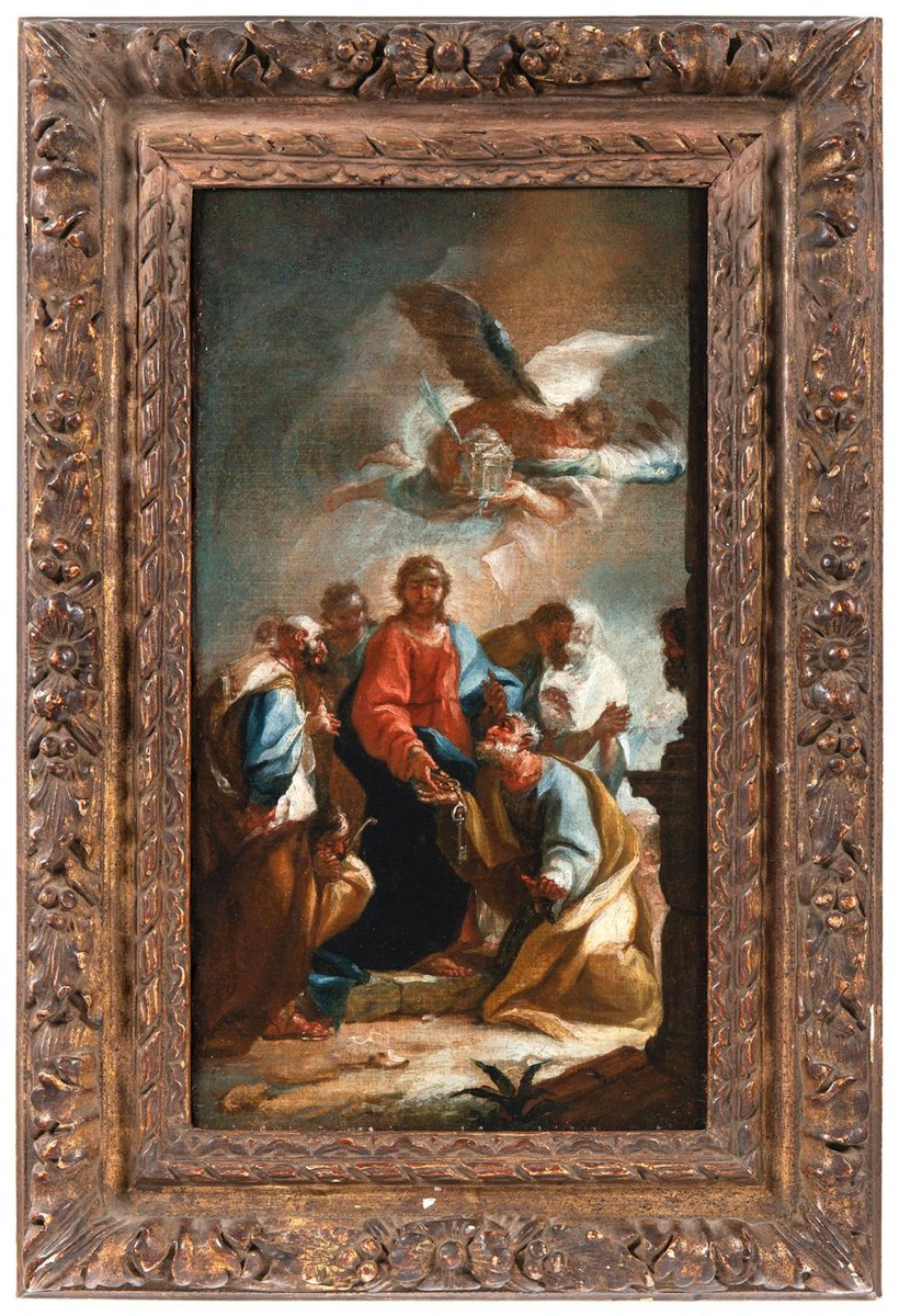 Venetian Master, first half of the 18th century, The Delivery of the Keys – Bozzetto