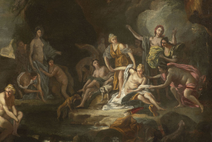 Neapolitan master, 17th century. Bozzetto, Diana Discovering Callisto's Pregnancy