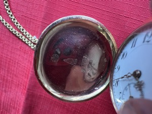 Starožitné zlaté kapesní hodinky se zlatým řetízkem 14kt