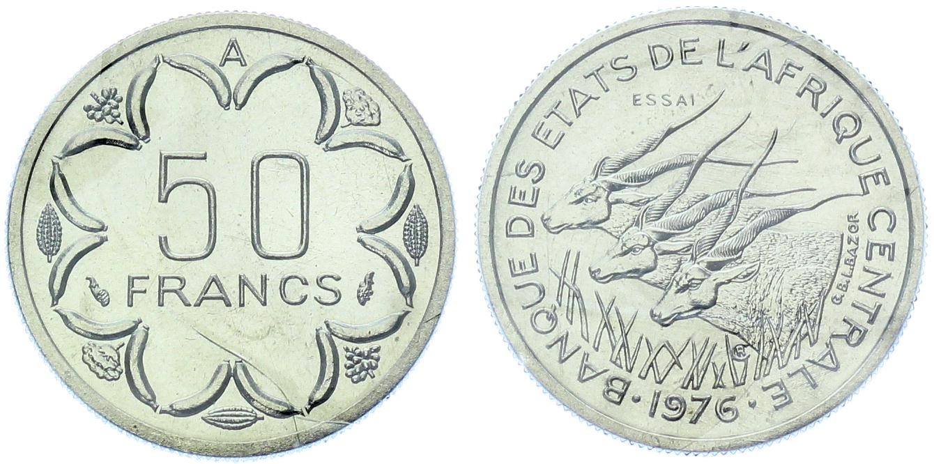 Central African States 50 Francs 1976 ESSAI - A