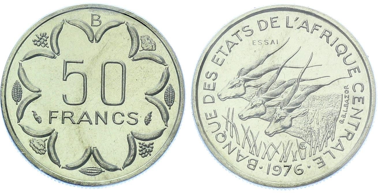 Central African States 50 Francs 1976 ESSAI - B
